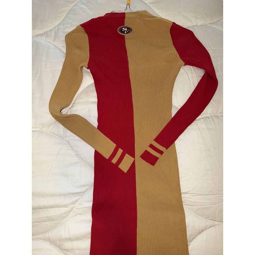 STAUD Gold/Scarlet San Francisco 49ers Shoko Knit Button-Up Sweater Dress - Picture 4 of 7